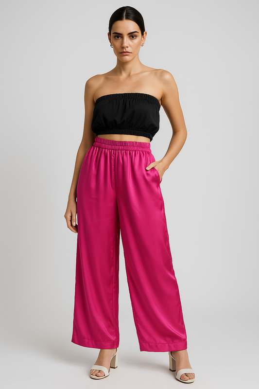 PANTALÓN DE SEDA - FUCSIA