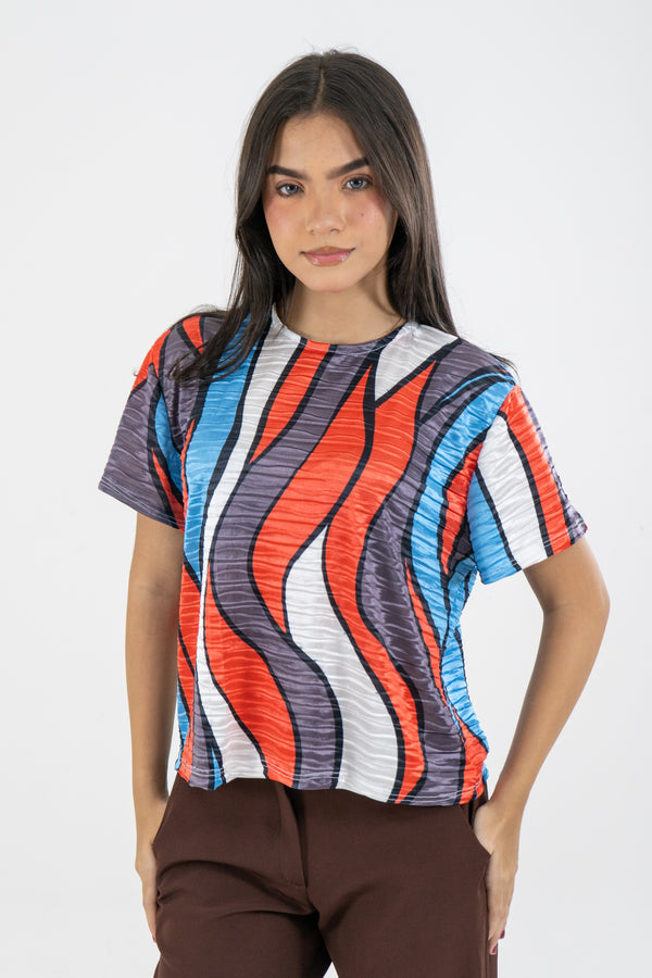 CAMISETA PLIZADA MULTICOLOR