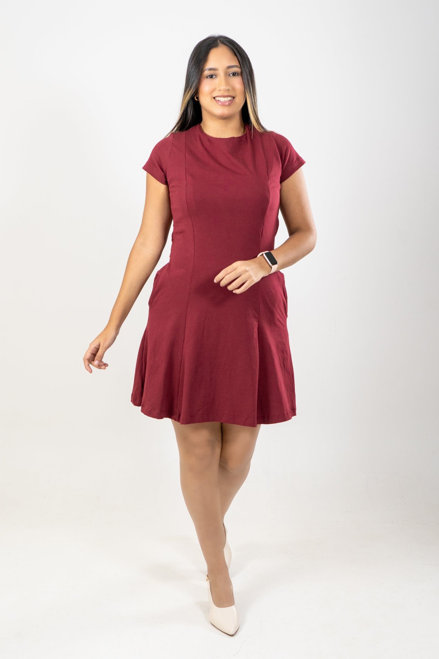 VESTIDO ELENA -  COLOR VINO TINTO