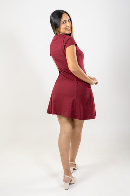 VESTIDO ELENA -  COLOR VINO TINTO