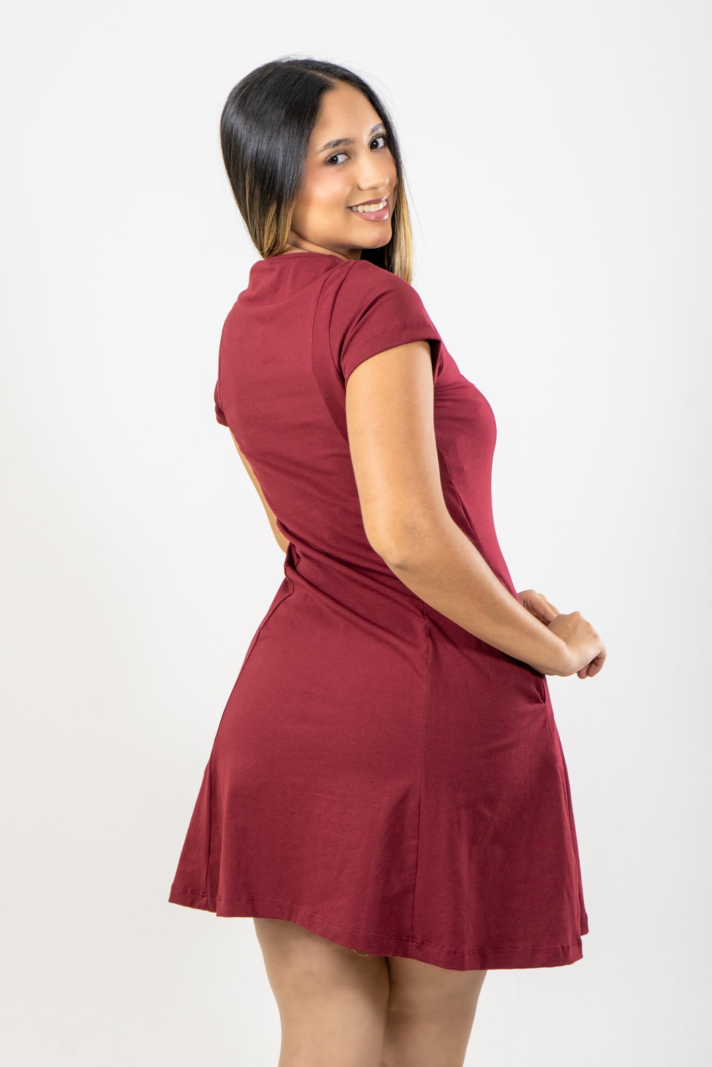 VESTIDO ELENA -  COLOR VINO TINTO