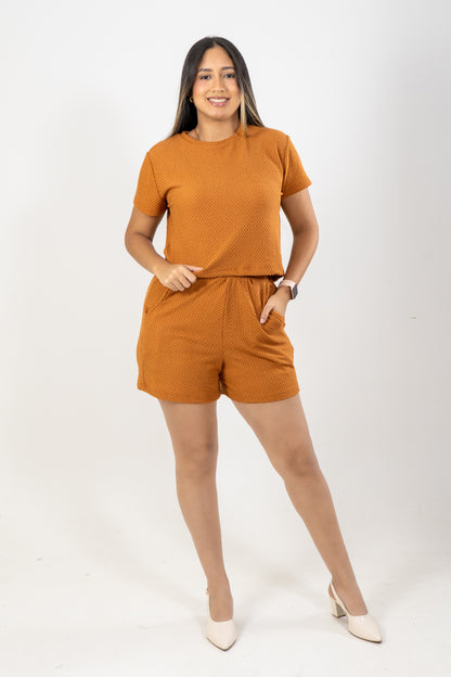 BLUSA ROMA TEXTURA - COLOR MARRON