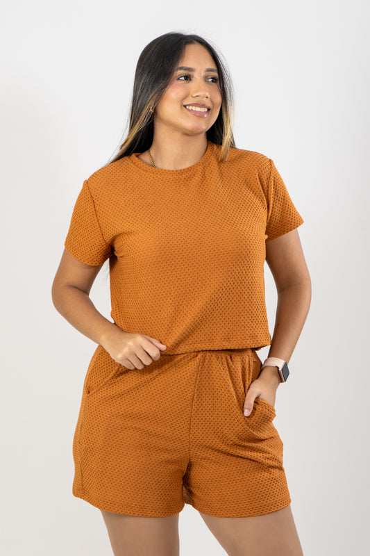 BLUSA ROMA TEXTURA - COLOR MARRON