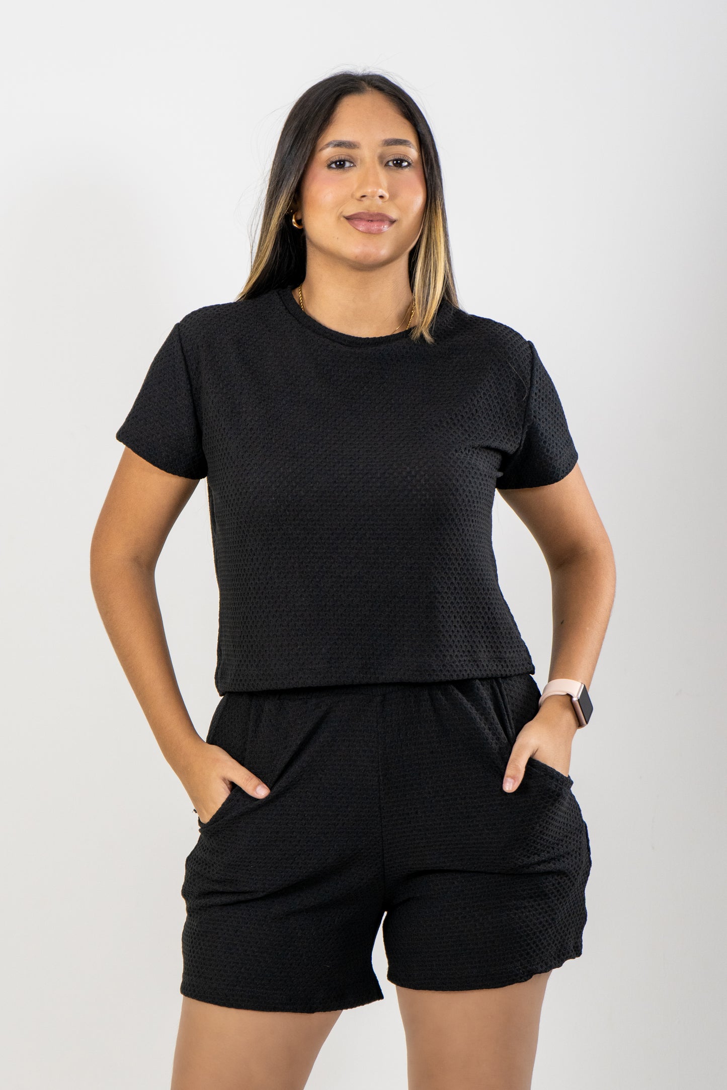 SHORT ROMA TEXTURA - COLOR NEGRA