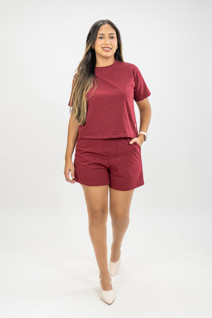 SHORT CRISTAL - COLOR VINO TINTO