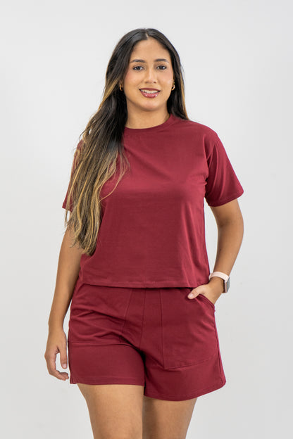 SHORT CRISTAL - COLOR VINO TINTO