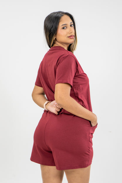 SHORT CRISTAL - COLOR VINO TINTO