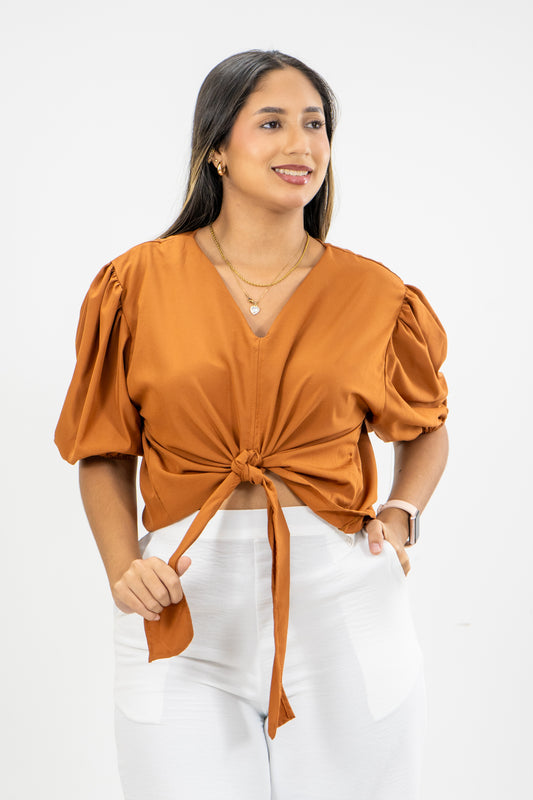 BLUSA AMALFI - COLOR MARRON CLARO