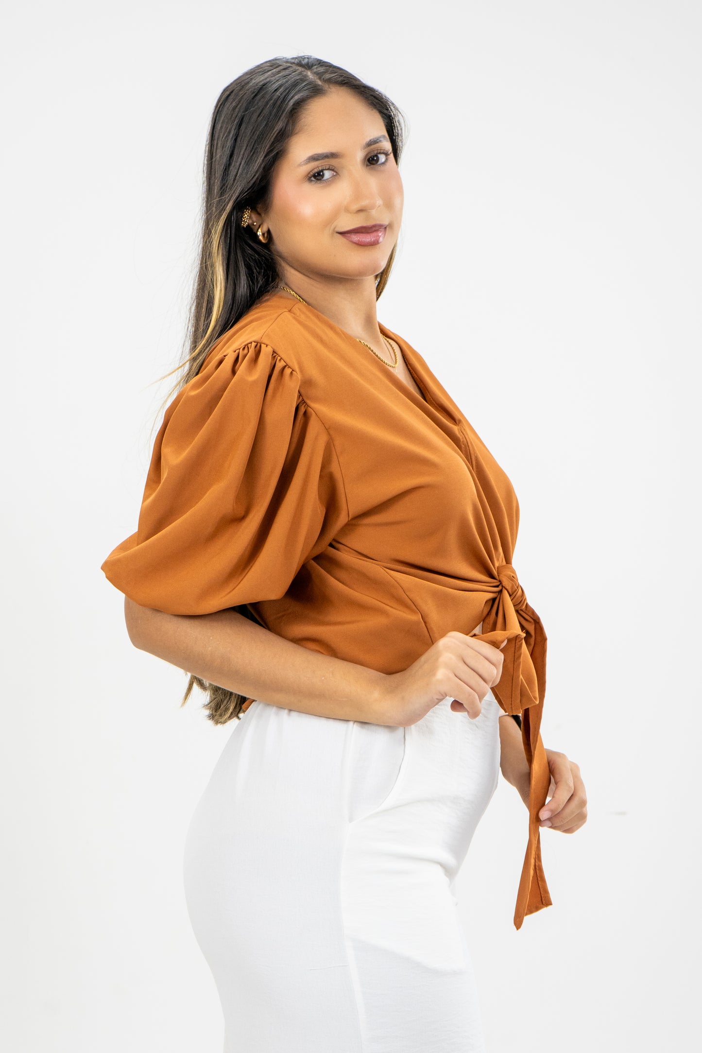 BLUSA AMALFI - COLOR MARRON CLARO
