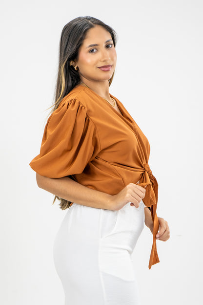 BLUSA AMALFI - COLOR MARRON CLARO