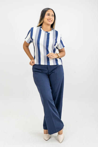 CAMISETA EN MALLA - COLOR AZUL