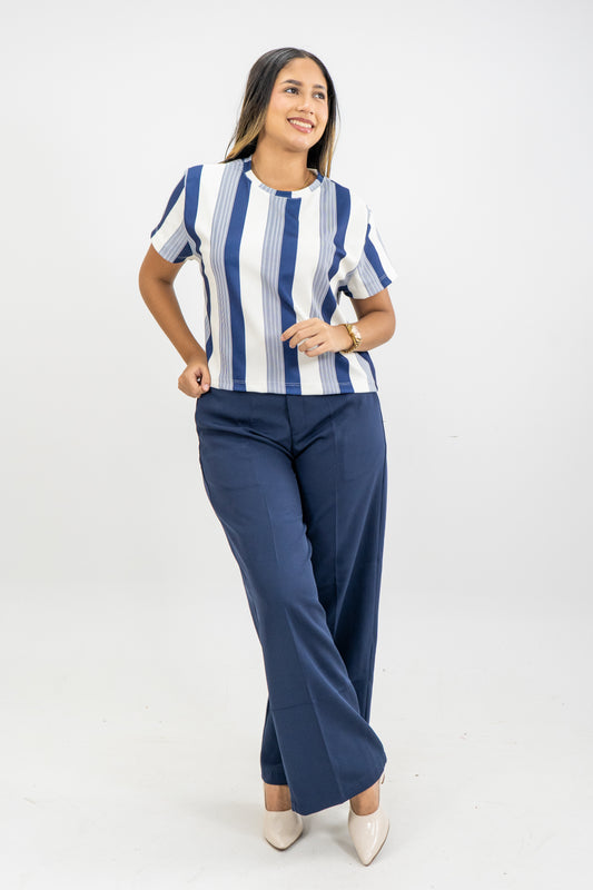 CAMISETA EN MALLA - COLOR AZUL