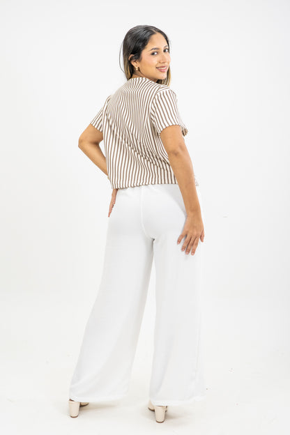 CAMISETA EN MALLA - COLOR BEIGE