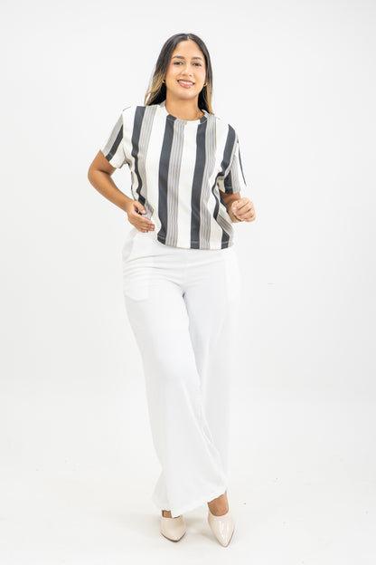 CAMISETA EN MALLA - COLOR NEGRO/GRIS