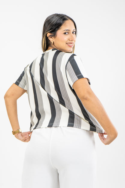 CAMISETA EN MALLA - COLOR NEGRO/GRIS