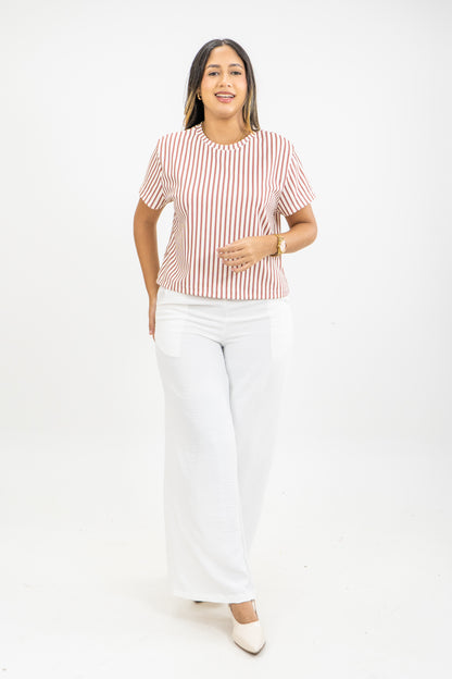 CAMISETA EN MALLA - COLOR NARANJA