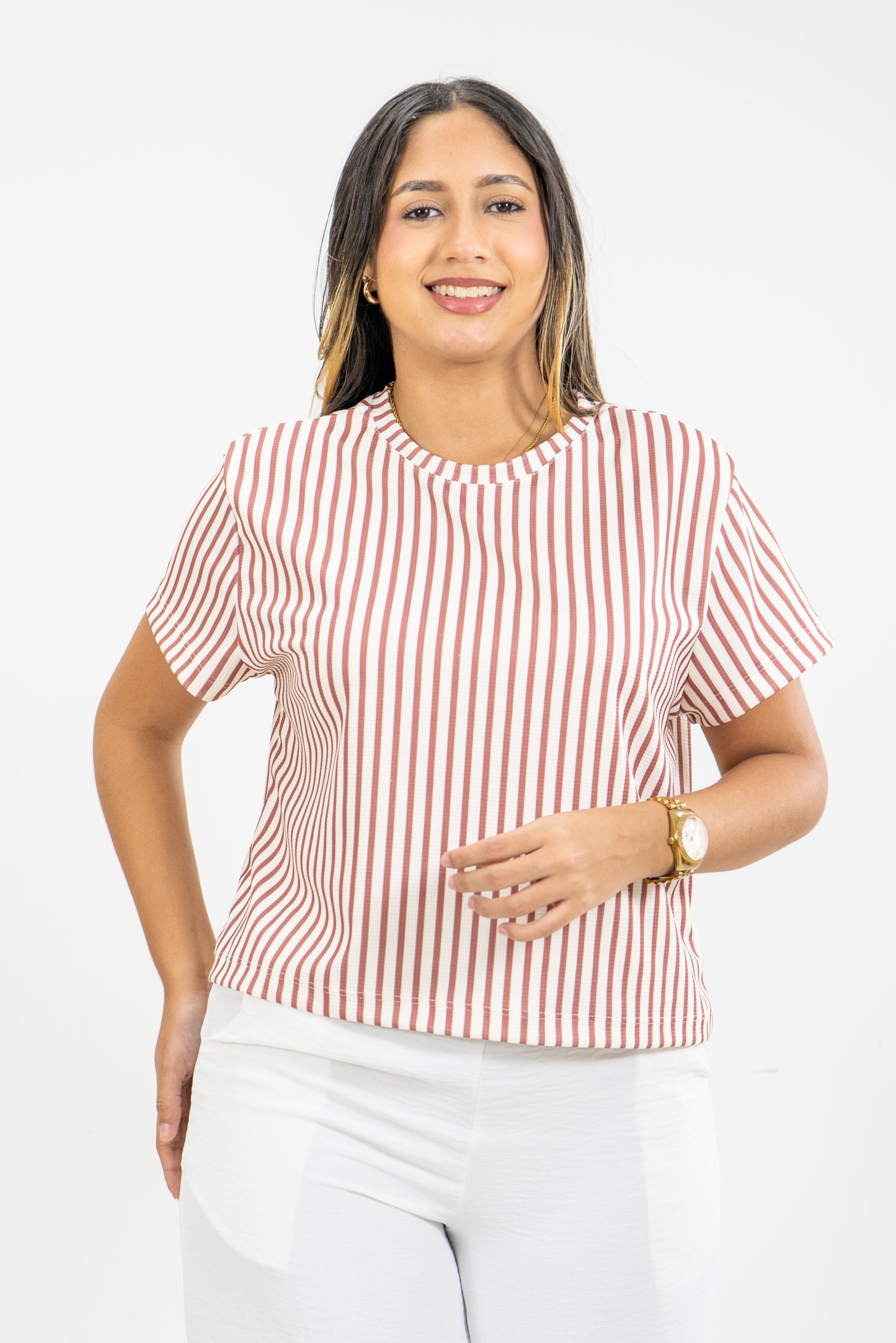 CAMISETA EN MALLA - COLOR NARANJA