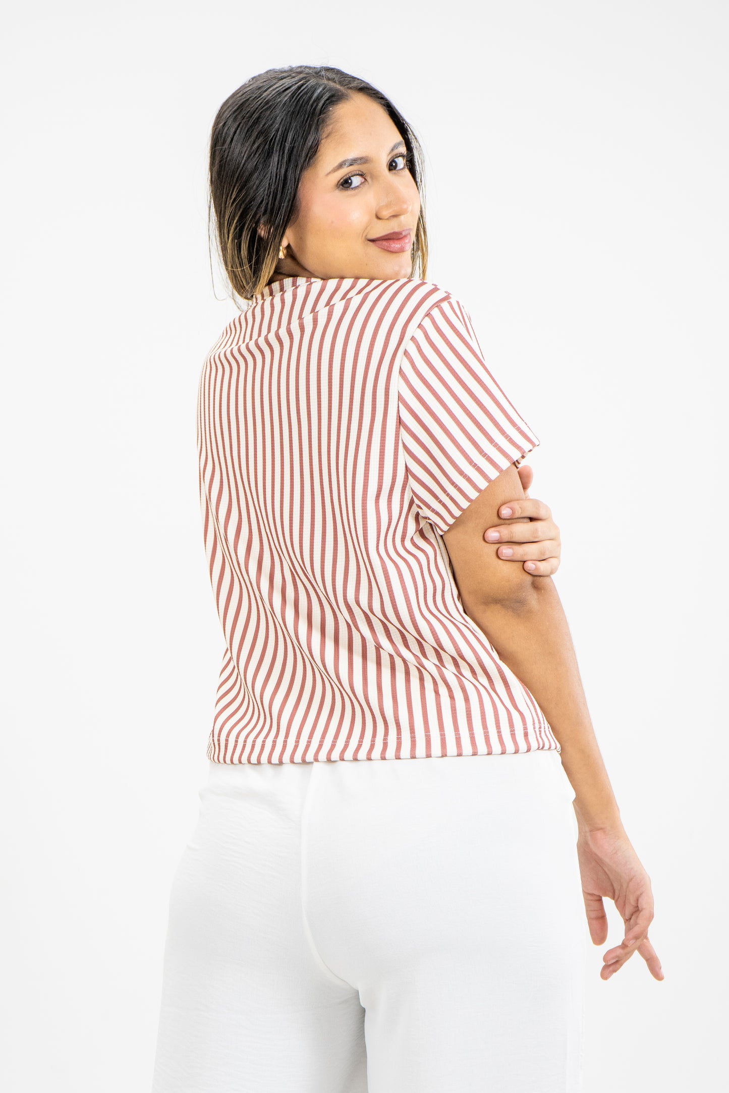 CAMISETA EN MALLA - COLOR NARANJA