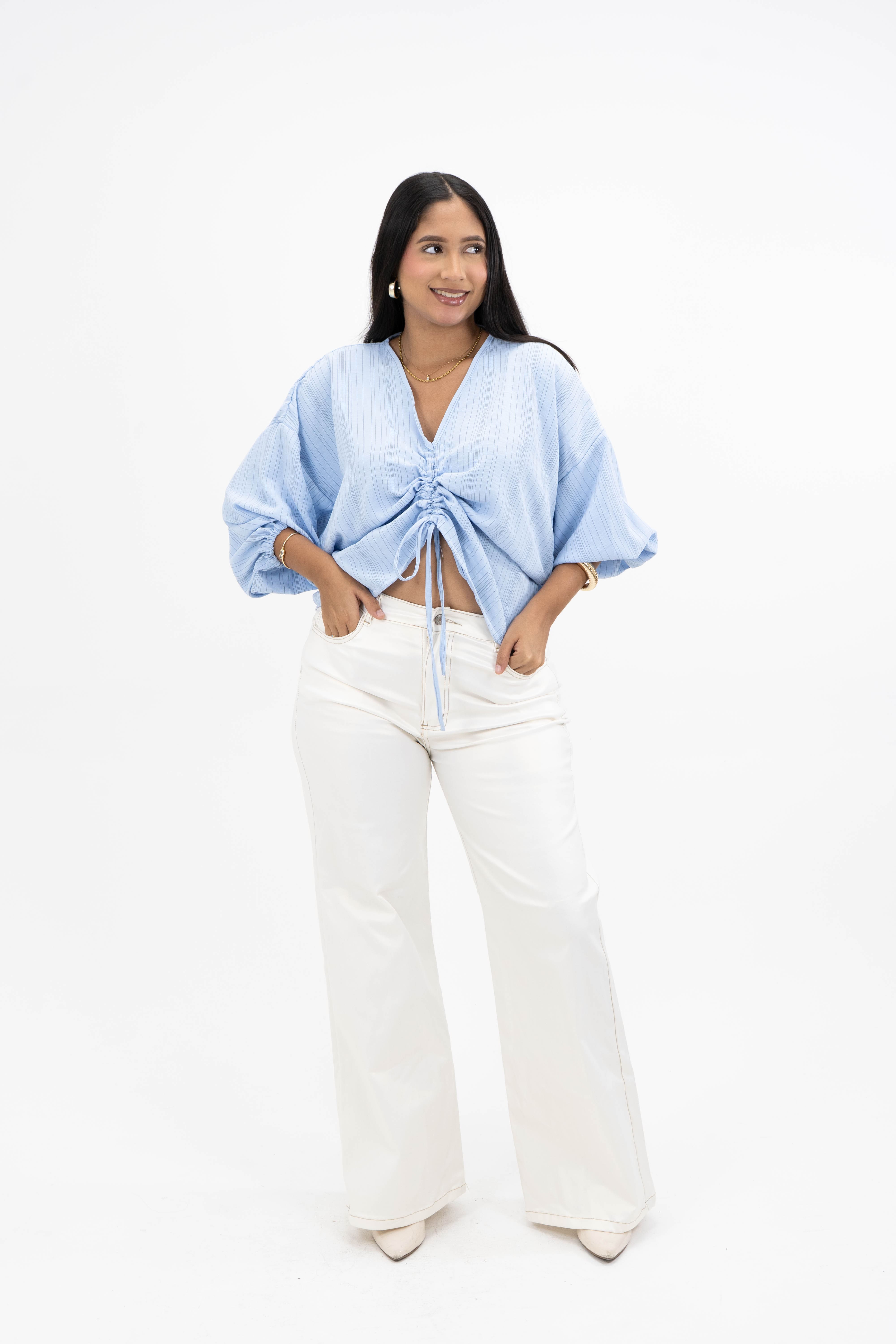 BLUSA BETTY ENTRE LINEAS CELESTE U