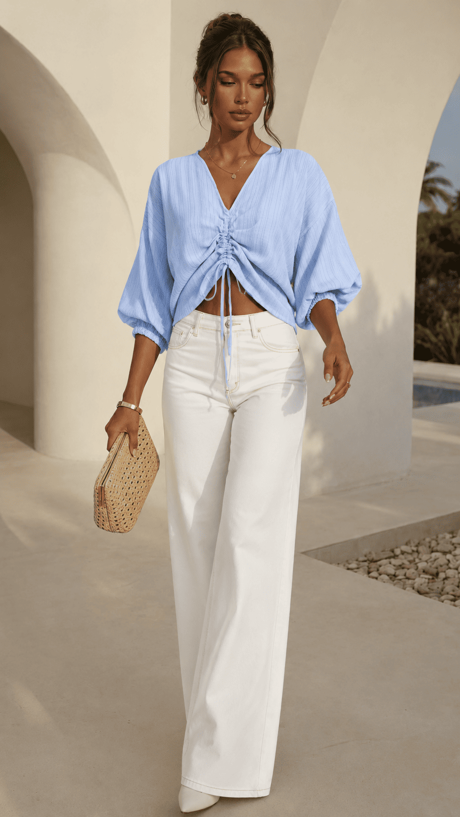 BLUSA BETTY ENTRE LINEAS CELESTE U