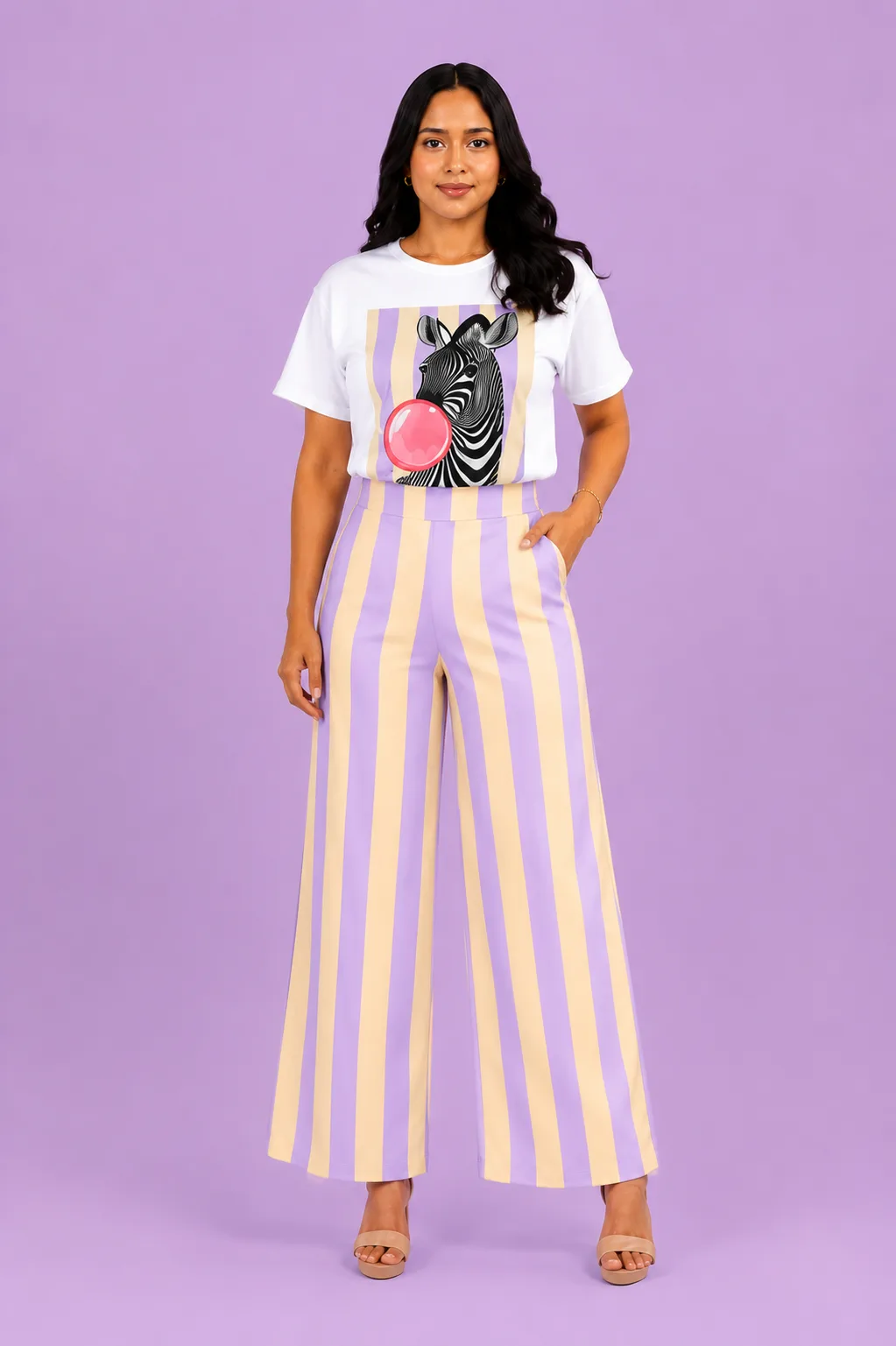 Conjunto Rayas Lila